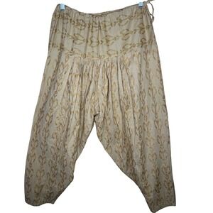 Bohemian Harem Pants Gold Pattern Drawstring Waist Wide‎ Leg Boho Pants 46 14/16